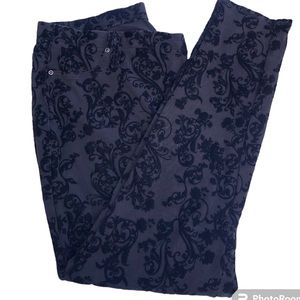 Gothic flocked skinny pull on stretch pants 2X 20W 22W